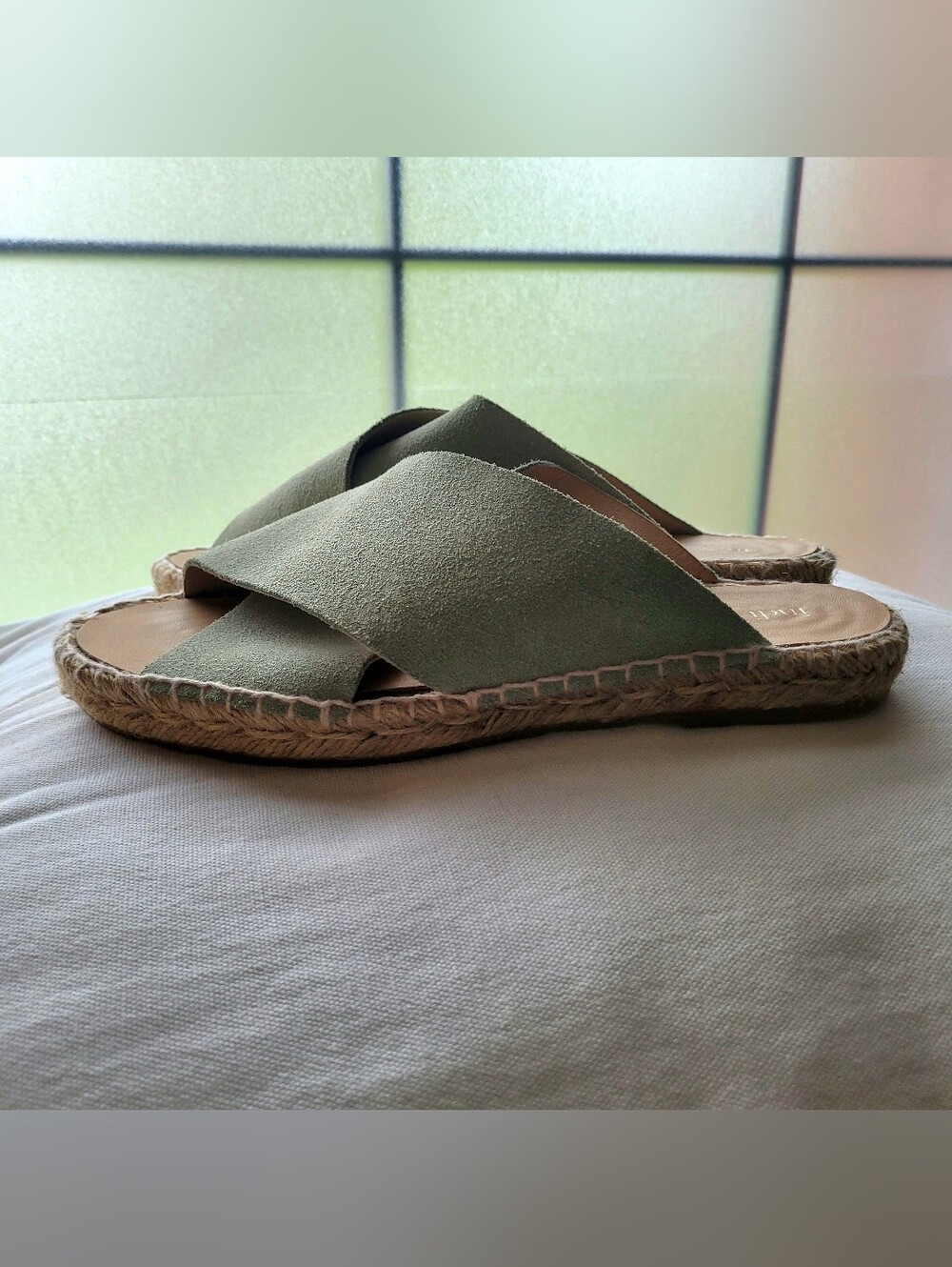 Indi & Cold boho espadrille sandals, soft sage green suede, made in Spain, EU 37 - Picture 4 of 6
